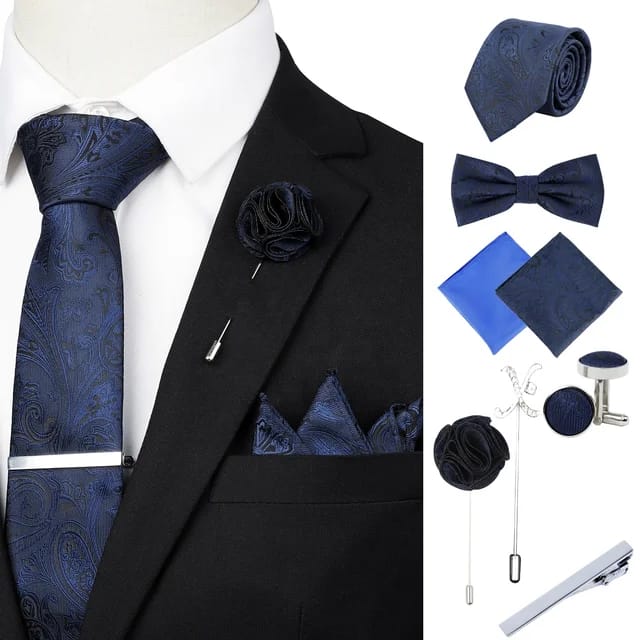 6-Piece Set Men's Neckties Square Scarf Cufflinks Corsage