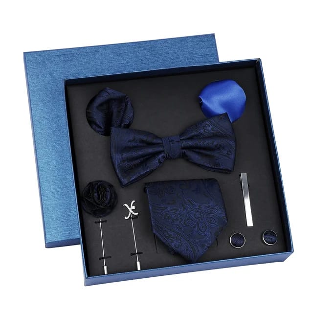6-Piece Set Men's Neckties Square Scarf Cufflinks Corsage