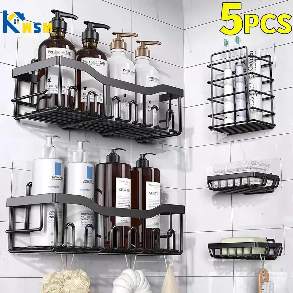 5 Piece Shower Caddy Bathroom Organizer Shelf Set Rustproof, Space-Saving, and Easy to Install