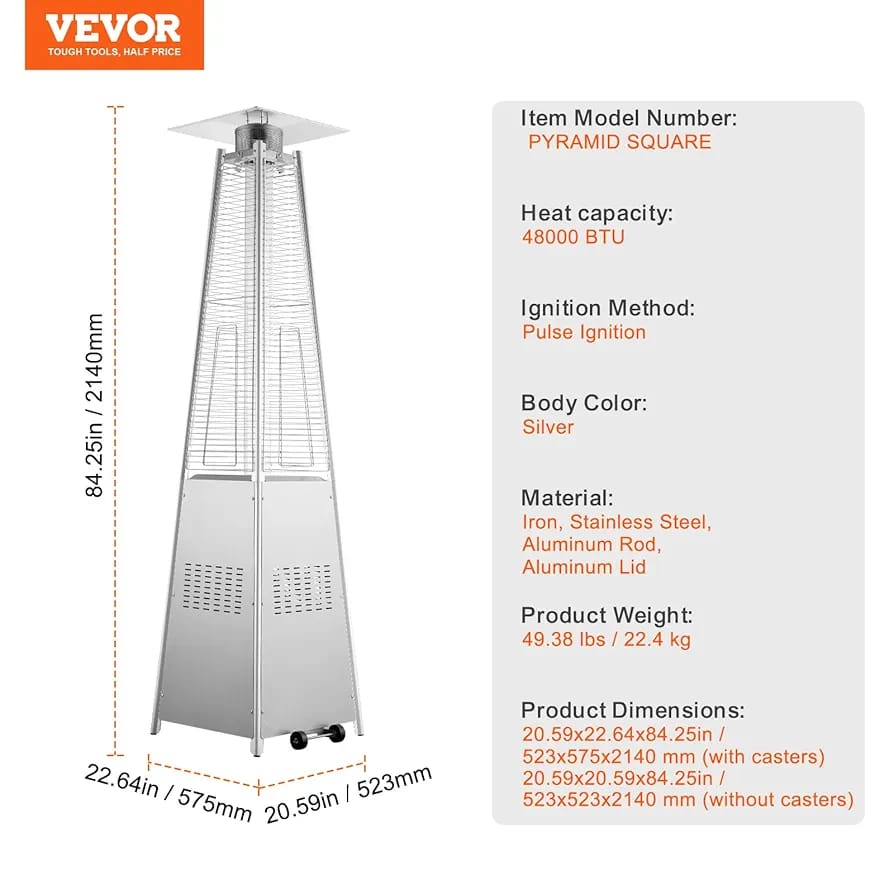 Black Iron Pyramid Patio Heater – Sleek Outdoor Heating with Modern Style