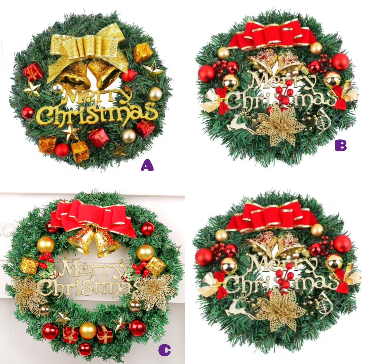 π 30 CM Front Door Christmas Wreath Decoration π