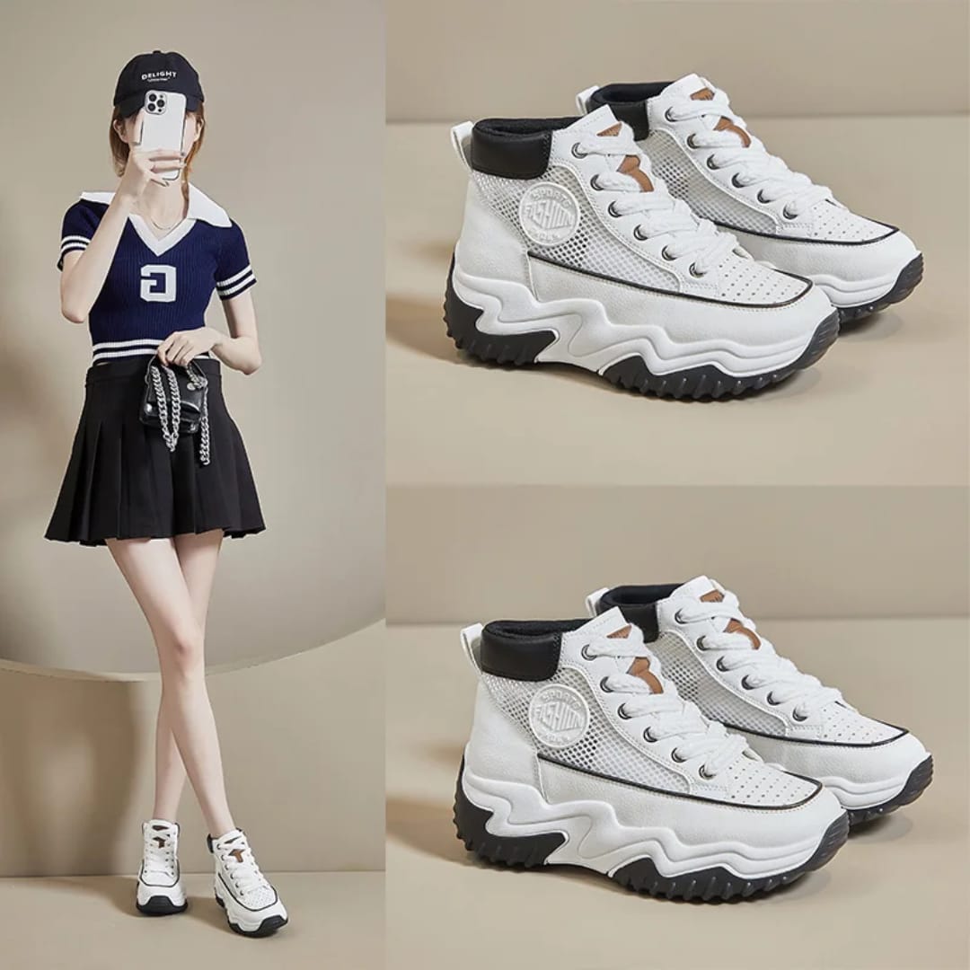 Women's Breathable Mesh Platform Sneakers - Elevated Comfort & Style