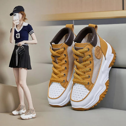 Women's Breathable Mesh Platform Sneakers - Elevated Comfort & Style