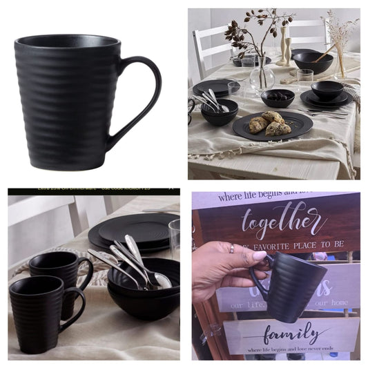 300 ml matte Black Ceramic Tea/ Coffee cup /Oneida Ridge Black Mug