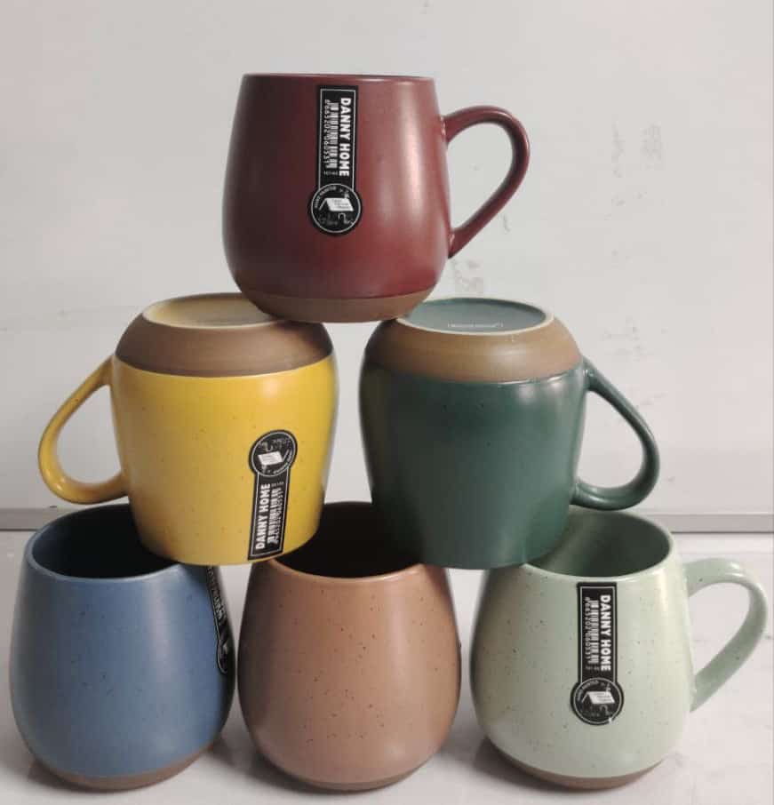 Set of 6 Danny Home Speckled Ceramic Coffee Mug Set / Porcelain Mugs