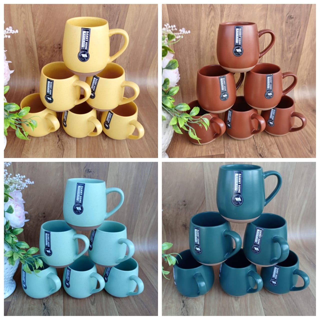 Set of 6 Danny Home Speckled Ceramic Coffee Mug Set / Porcelain Mugs