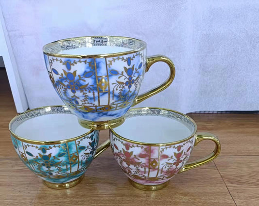 Set of 6 Sunfili Cangkir Teko Keramik Set 4 Cups 1 Pot European Style / Porcelain Mugs