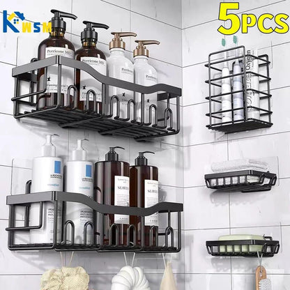 5 Piece Shower Caddy Bathroom Organizer Shelf Set Rustproof, Space-Saving, and Easy to Install