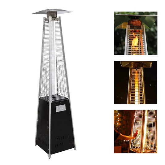Black Iron Pyramid Patio Heater – Sleek Outdoor Heating with Modern Style