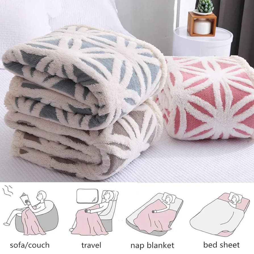 Fuzzy Soft Dual Double Sided Sherpa Fleece Blanket Throw
