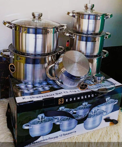 12pcs Germany stainless steel pot sizes 30cm,32cm,34cm,36cm,38cm