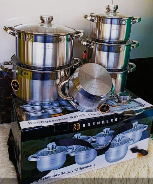 12pcs Germany stainless steel pot sizes 30cm,32cm,34cm,36cm,38cm