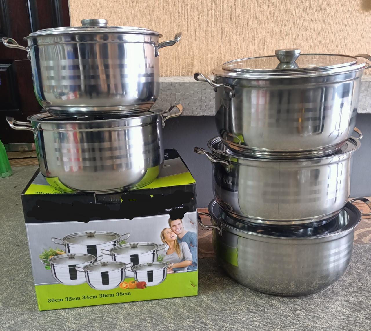 12pcs Germany stainless steel pot sizes 30cm,32cm,34cm,36cm,38cm