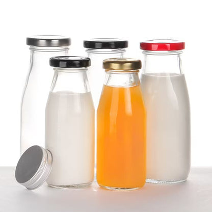 Set of 6 500ml Glass Milk Bottles