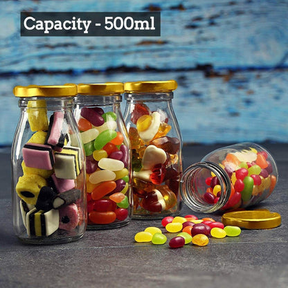 Set of 6 500ml Glass Milk Bottles