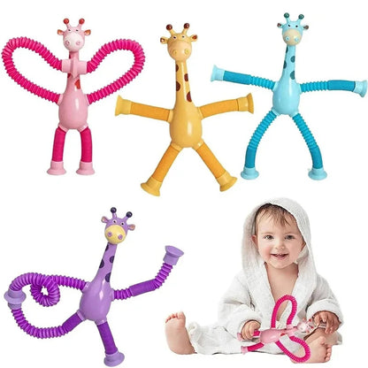 Fidget Telescopic Suction Cup Pop Tubes Giraffe Toys (4 Pack)