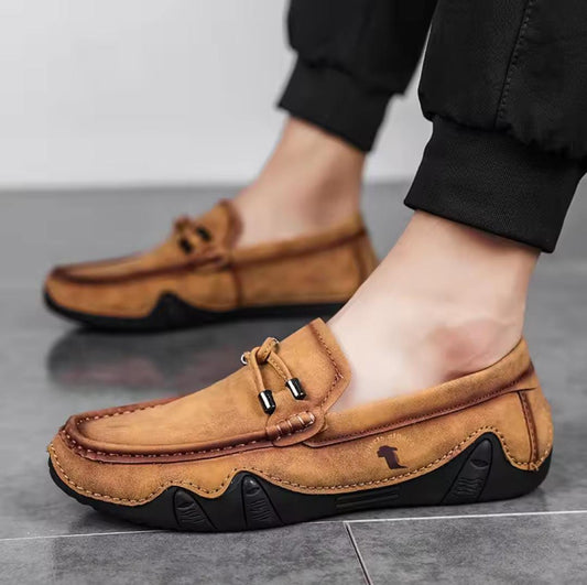 Men's Brown Leather Slip-On Loafers